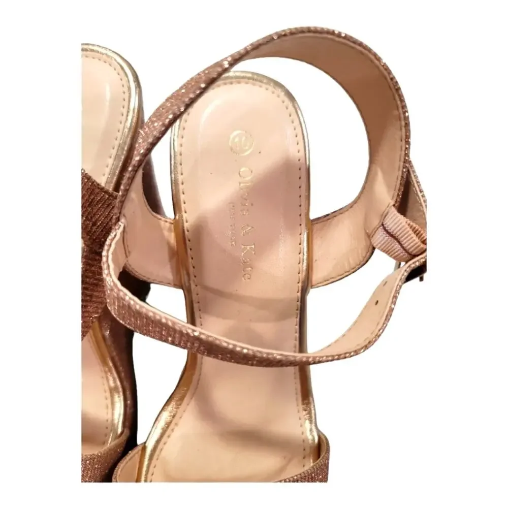Olivia and Kate Glittery Rose Gold Platform Wedge